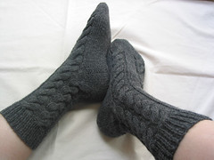 Grey Cabled Socks