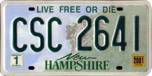Live Free or Die - New Hampshire Numberplate