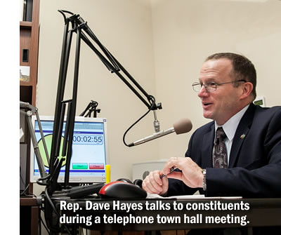 Rep. Dave Hayes during telephone town hall meeting