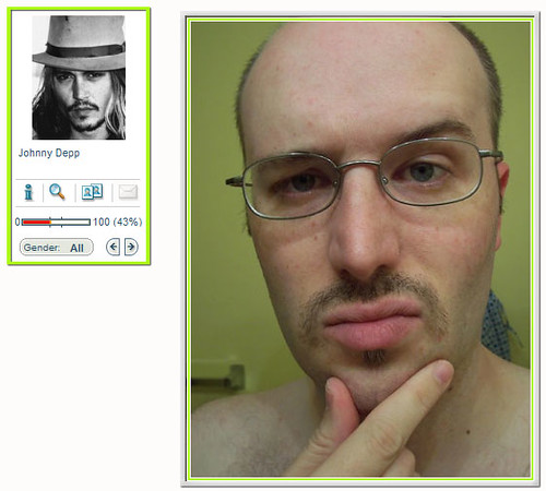 It says that I look 43% like Johnny Depp. I think the mustache is all 43%.