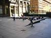 Martin Place plaza with skateboarders