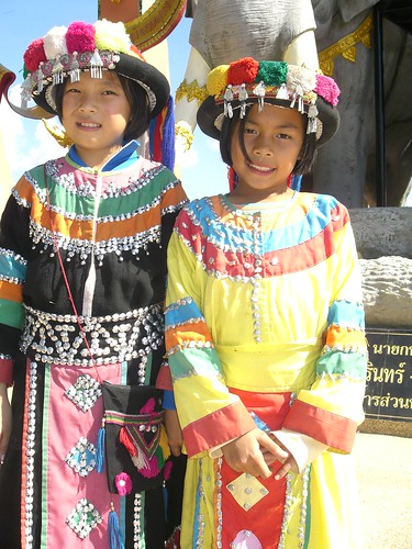 Girls in Traditional Clothing at the Golden Triangle