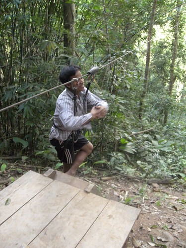 Zip Wire Demonstration by one of the Hmong Guides