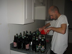 capping the beer bottles