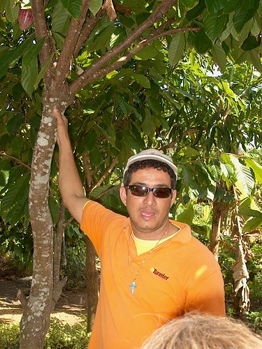 Sandro explaining how Cocoa is grown and refined