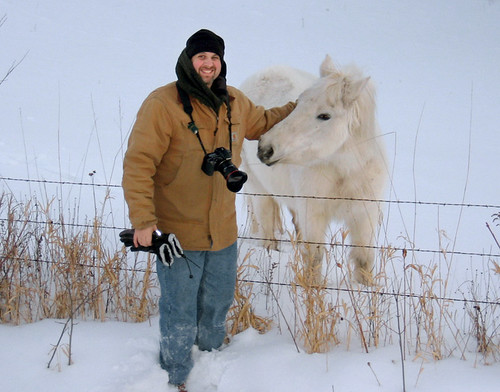 Me and a shaggy horse near Cumberland WI