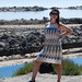 Ibiza - Rosanna poses amid the salt pans, Ses Salines, Ibiza