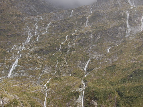 Waterfalls appear in the rain