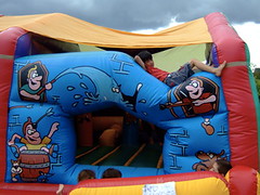 Son on a bouncy-castle