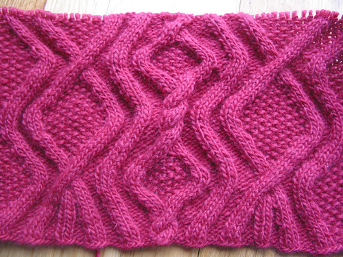 Deep Rose Cabled Beauty - in progress