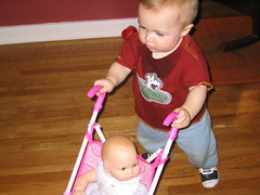 Pushing the Baby Stroller