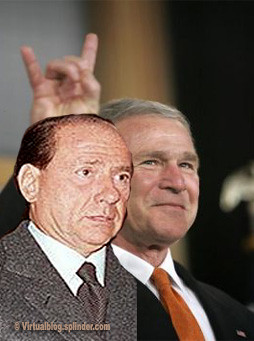 Berlusconi e le corna di Bush