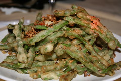 Deep fried long green beans