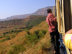 Aboard, toy train to Matheran, India
