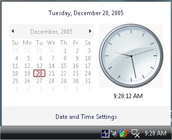 Windows Vista Calendar/Clock Applet