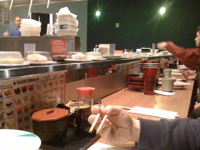 conveyor belt sushi. Tobiko :,kaiten sushi,aa sushi