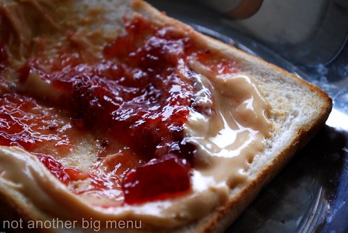 Peanut butter and jam toast
