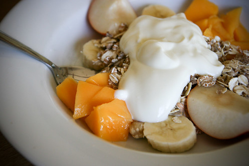 Fruit, yogurt and muesli