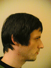 Profile view of me with shockingly straight hair.