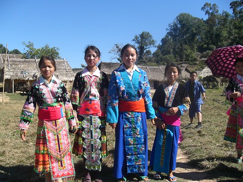 Hmong girls in traditional clothing