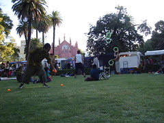 Performers practicing in the park
