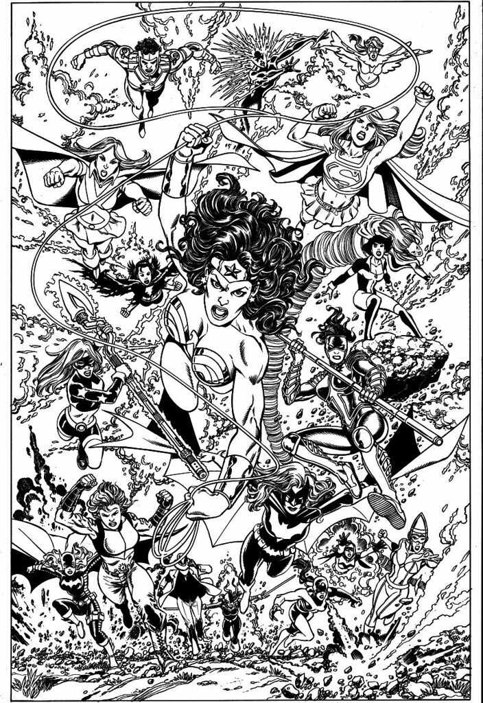 Wonder Woman 600 splash page by George Perez