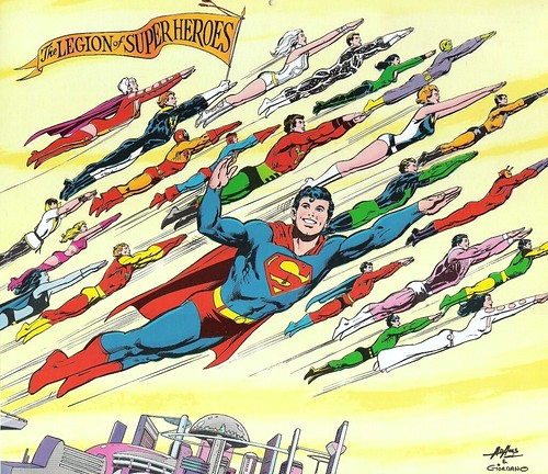 Legion of Super-Heroes by Neal Adams from DC Calendar 1976