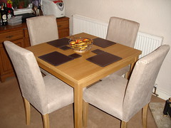 Our dining room table and chairs