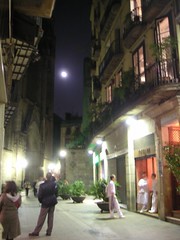 Barcelona Old Town under Full Moon