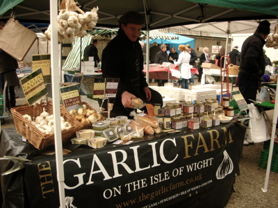 Garlic Farm's stall at the Kensington Farmer's Market