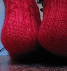 RibCable socks heel detail