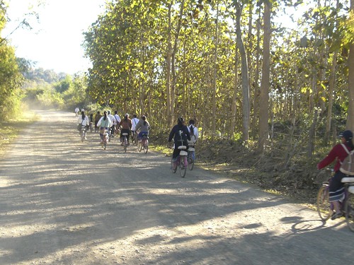 All the School Children Cycling home