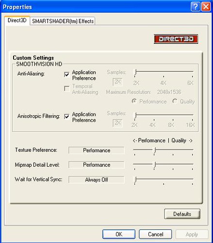 Direct3D desktop setting