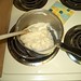 Chouquettes - flour mixed into hot liquid
