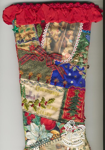 Crazy quilted Christmas stocking
