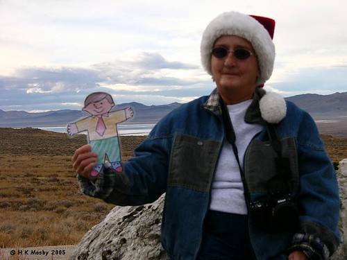 Flat Bobby and Judy take a rest after hiking up to the Lovelock Cave