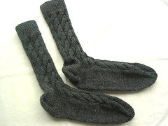 Grey Cabled Socks