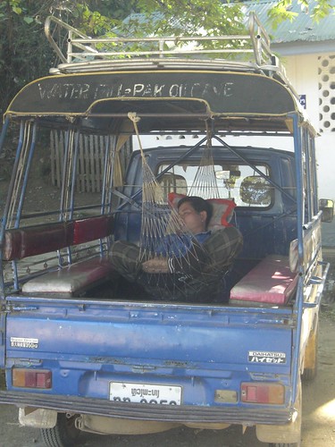 Our tuk tuk Driver Asleep in his Hammock in the Back