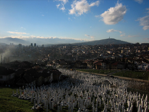 Sarajevo viewed from the Bosniak war cemetery