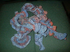 Blue silk ruffle scarf