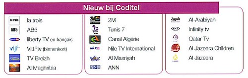Coditel digitaal: nieuwe kanalen