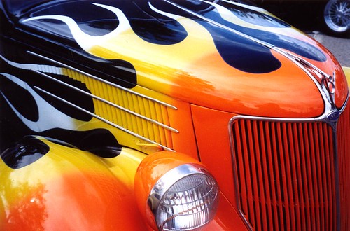 Uploaded by tangaloo Tags orange hot car yellow paint flames hotrod rod 