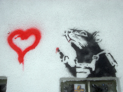 banksy rat stencil. stencil rat heart anksy