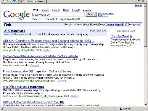  is buying Google AdWords to market their UK County Maps in MSN Local UK: