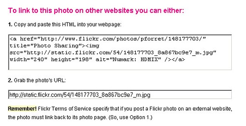 Flickr: linking is obligatory