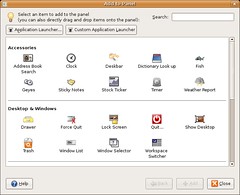 Applets that can be added to Ubuntu's panels