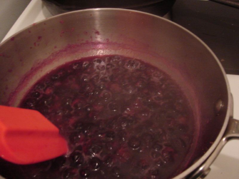 cooking down the berries