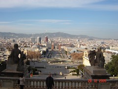 Pemandangan Barcelona dari atas Montjuic, Barcelona, Spain