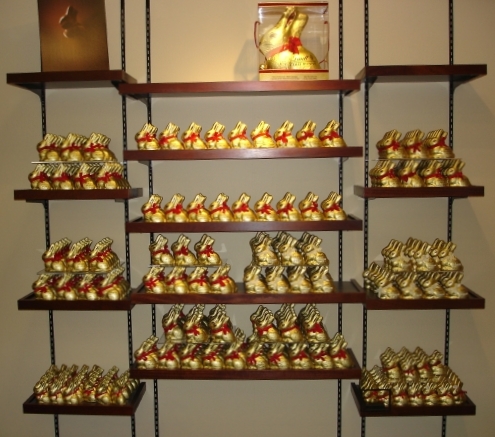 wall of Lindt chocolate bunnies