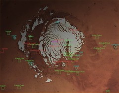 Mars North Pole with Labels